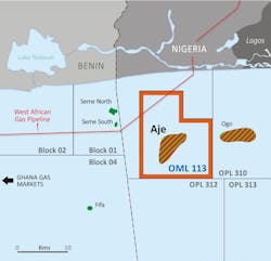 The Aje field is in OML 113 offshore Nigeria. The Aje field is in OML 113 offshore Nigeria.