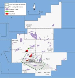 The Dorado field is in petroleum permit WA-437-P in the Bedout basin offshore Western Australia.