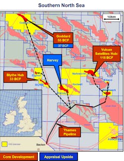 Phase 1 of the Core project takes in the Southwark, Blythe and Elgood fields, and Phase 2 the Goddard, Nailsworth, and Elland fields in the UK southern North Sea.