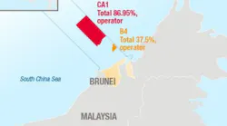 Block CA1 is 100 km offshore Brunei.