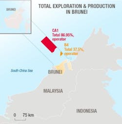 Block CA1 is 100 km offshore Brunei.