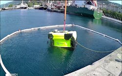 Hydrone-R undergoing endurance trials in open sea in Trieste port, northeast Italy, at daytime. Hydrone-R undergoing endurance trials in open sea in Trieste port, northeast Italy, at daytime.