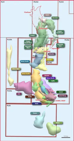 Location of the PL032 Discovery Area license in the offshore North Falkland basin Location of the PL032 Discovery Area license in the offshore North Falkland basin