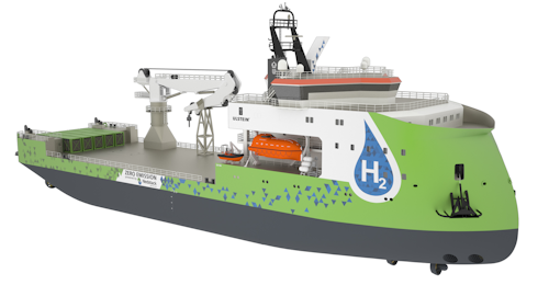 The ULSTEIN SX190 Zero Emission construction support vessel is the company’s first hydrogen-powered offshore vessel.