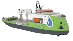 The ULSTEIN SX190 Zero Emission construction support vessel is the company’s first hydrogen-powered offshore vessel. The ULSTEIN SX190 Zero Emission construction support vessel is the company’s first hydrogen-powered offshore vessel.