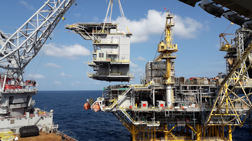 Lankhost supplied three Lankforce slings in different dimensions for the Dolphin platform module lift.