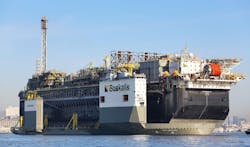 The BOKA Vanguard transporting the FPSO P-67. The BOKA Vanguard transporting the FPSO P-67.