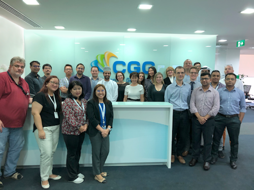 The CGG team at the company’s expanded Abu Dhabi Regional Geoscience Center.