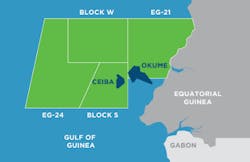 Location of the Ceiba field offshore Equatorial Guinea. Location of the Ceiba field offshore Equatorial Guinea.