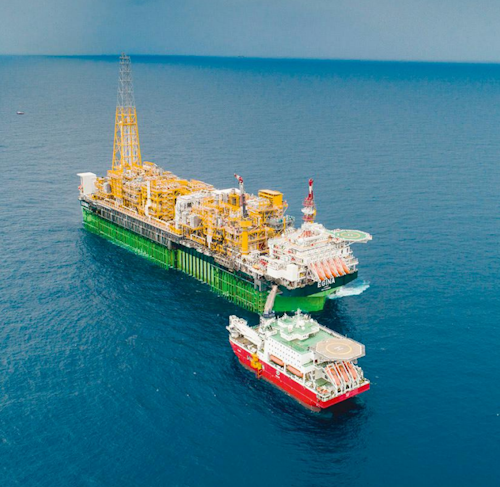 The producing Egina oil field is in about 1,600 m (5,249 ft) of water off Nigeria.