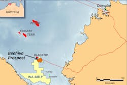 Location of the the WA-488-P permit offshore northwest Australia.