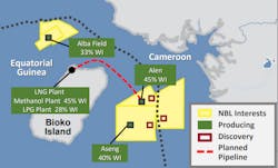 The 70-km (43-mi), 950-MMcf/d capacity pipeline will take gas from the offshore Alen field to the onshore Punto Europa LNG complex at Bioko Island.