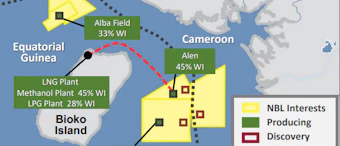 The 70-km (43-mi), 950-MMcf/d capacity pipeline will take gas from the offshore Alen field to the onshore Punto Europa LNG complex at Bioko Island.