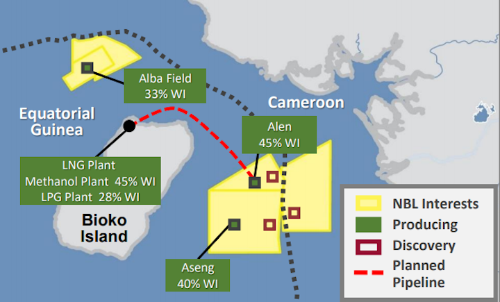 The 70-km (43-mi), 950-MMcf/d capacity pipeline will take gas from the offshore Alen field to the onshore Punto Europa LNG complex at Bioko Island.