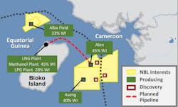The 70-km (43-mi), 950-MMcf/d capacity pipeline will take gas from the offshore Alen field to the onshore Punto Europa LNG complex at Bioko Island. The 70-km (43-mi), 950-MMcf/d capacity pipeline will take gas from the offshore Alen field to the onshore Punto Europa LNG complex at Bioko Island.