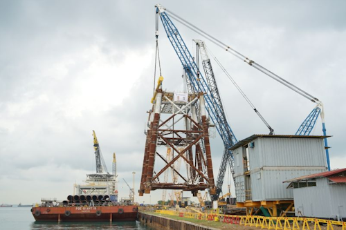 Jacket fabrication was completed in Batam, Indonesia.