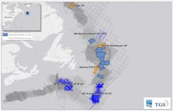 Seismic surveys offshore eastern Canada.