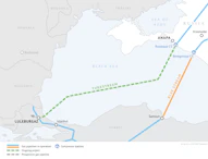 The TurkStream route in the Black Sea.