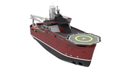 An artist’s impression of the VARD 4 07 US service operations vessel design. An artist’s impression of the VARD 4 07 US service operations vessel design.