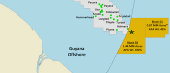 Location of block 58 offshore Suriname.