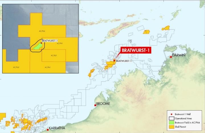 The Bratwurst gas discovery is 160 km from the Prelude FLNG facility.