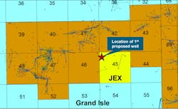 Location of the Iron Flea prospect in Grand Isle block 45 in the Gulf of Mexico. Location of the Iron Flea prospect in Grand Isle block 45 in the Gulf of Mexico.