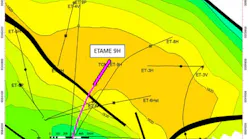 Location of the Etame 9H well on the Etame field offshore Gabon.