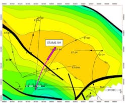 Location of the Etame 9H well on the Etame field offshore Gabon. Location of the Etame 9H well on the Etame field offshore Gabon.