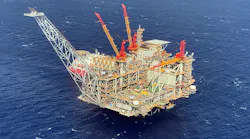 The Leviathan processing platform is 10 km (6.2 mi) offshore Israel.