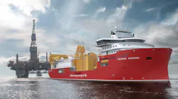 The new cable laying vessel Aurora will install the two 120-km (75-mi) power umbilicals at the Ormen Lange gas field in 2023.