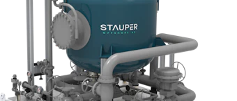 Stauper’s compact flotation unit ‘polishes’ produced water by introducing gas bubbles from the bottom of a vessel where the bubbles attach to the oil particles left in the water.