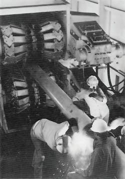 Assembling the pipeline required approximately 20,000 pounds of welding rods, at a rate of 28 to 30 rods per weld. Assembling the pipeline required approximately 20,000 pounds of welding rods, at a rate of 28 to 30 rods per weld.