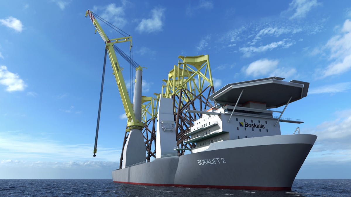 Boskalis says that the new crane vessel Bokalift 2 will be capable of lifting structures more than 100 m (328 ft) high.