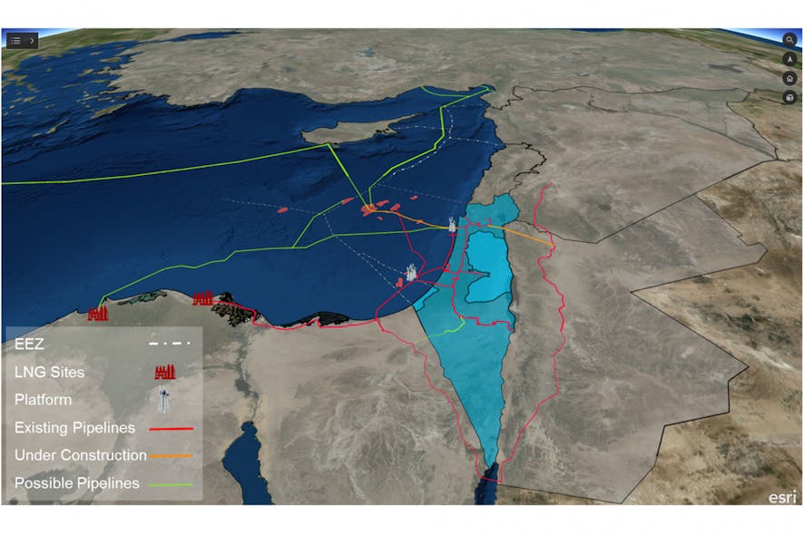 Potential Leviathan gas export routes.