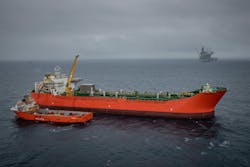 Mariner B receives, stores, and offloads the oil produced from the field, while providing diluent, a light condensate, to ensure flow assurance. Mariner B receives, stores, and offloads the oil produced from the field, while providing diluent, a light condensate, to ensure flow assurance.