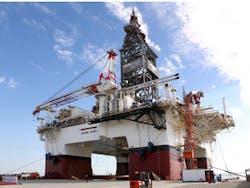 The semisubmersible Heydar Aliyev is drilling the SAX01 well on the Shafag-Asiman block in the Azerbaijan sector of the Caspian Sea. The semisubmersible Heydar Aliyev is drilling the SAX01 well on the Shafag-Asiman block in the Azerbaijan sector of the Caspian Sea.
