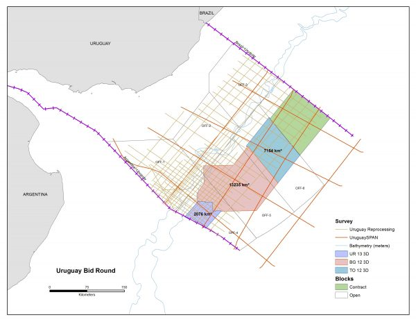 The 3D surveys of the Tannat project are located within the Punta Del Este and Pelotas basins offshore Uruguay.
