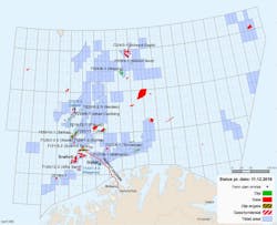 Awarded licenses in the Barents Sea together with field and discoveries under development.