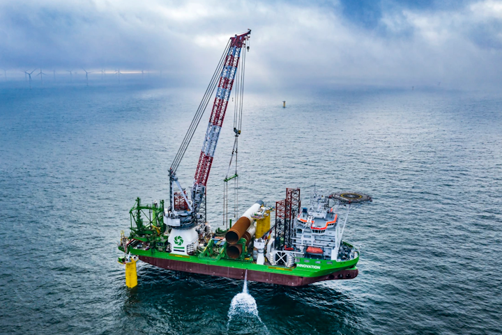 The Innovation installed 58 monopile foundations at the SeaMade offshore wind farm in the Belgium North Sea.