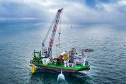 The Innovation installed 58 monopile foundations at the SeaMade offshore wind farm in the Belgium North Sea. The Innovation installed 58 monopile foundations at the SeaMade offshore wind farm in the Belgium North Sea.