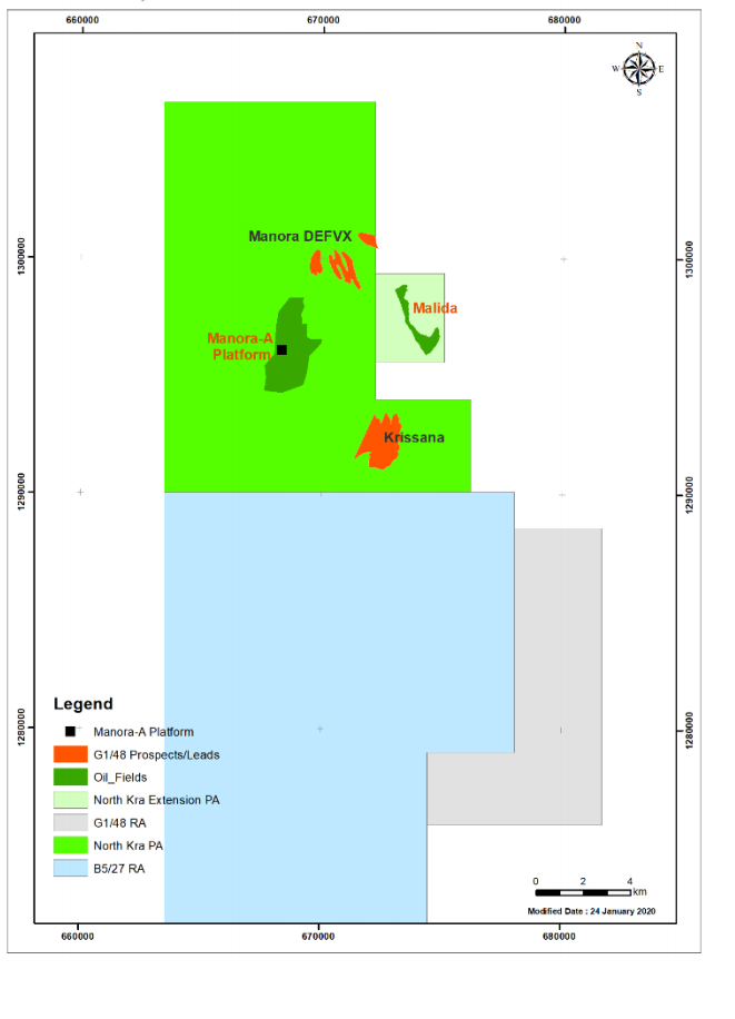 Map of the G1/48 concession in the Gulf of Thailand.