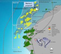 Location of the Marina-1 exploration well offshore Peru.