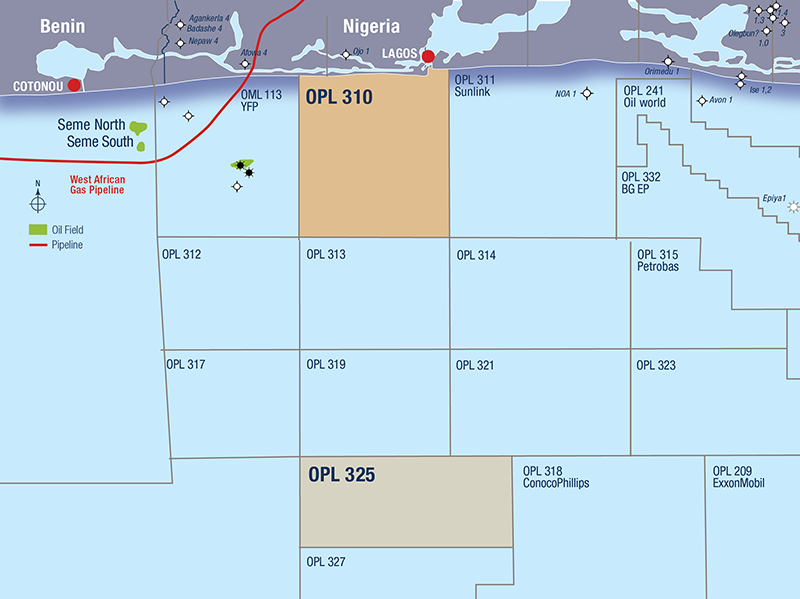 Location of OPL 310 offshore Nigeria.