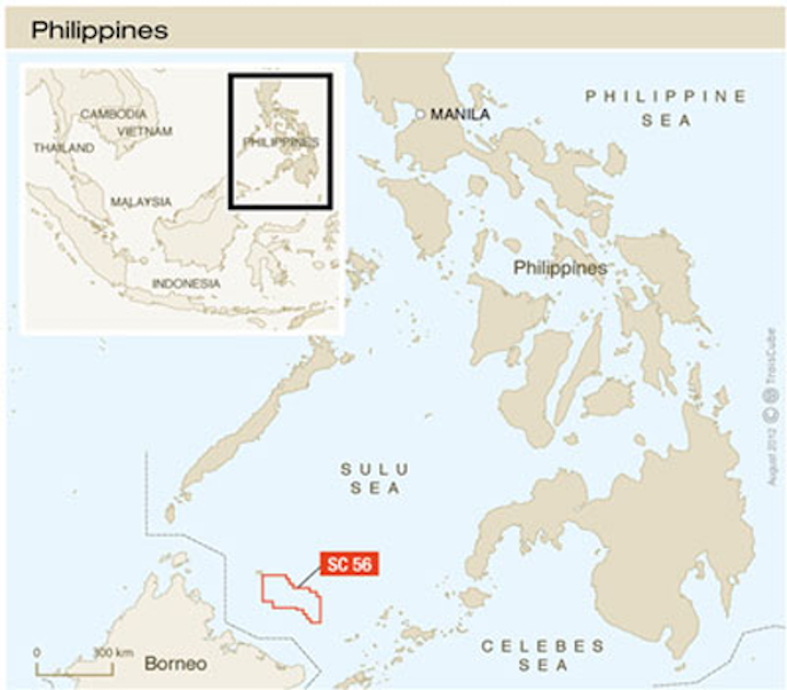 Location of SC 56 in the Sulu Sea offshore the Philippines.
