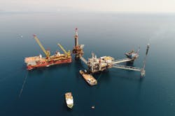 Prinos complex offshore Greece. Prinos complex offshore Greece.