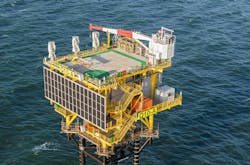 The Q10-A platform in the Dutch North Sea started up in 2019. The Q10-A platform in the Dutch North Sea started up in 2019.