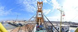 Load-out of the S1 platform for the Salman oil field from the Khorramshahr yard. Load-out of the S1 platform for the Salman oil field from the Khorramshahr yard.