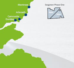 Location of the Seagreen wind farm offshore Scotland.