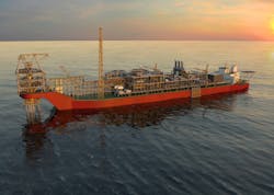 Artist impression of the Sangomar field FPSO. Artist impression of the Sangomar field FPSO.