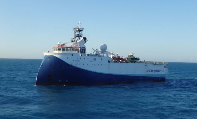 The SW Cook is conducting a 2D seismic survey offshore South Africa.